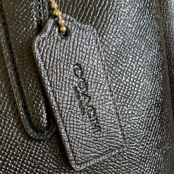 Coach Black Crossgrain Leather Satchel Handbag Gold Tone Hardware - Picture 10 of 14